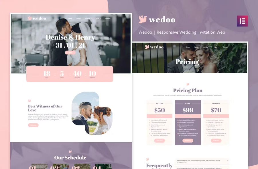 Wedoo – Online Wedding Invitation Elementor Template