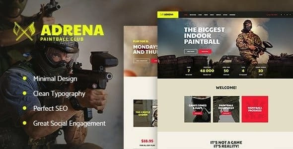 Adrena | Airsoft Club & Paintball WordPress Theme