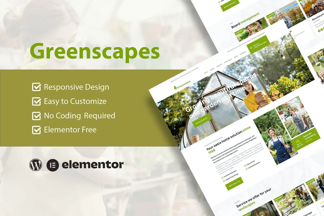 GreenScapes – Garden & Landscape Service Elementor Template