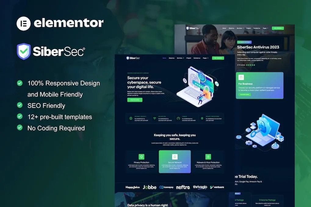 CyberSec – Cyber Security Services Elementor Template