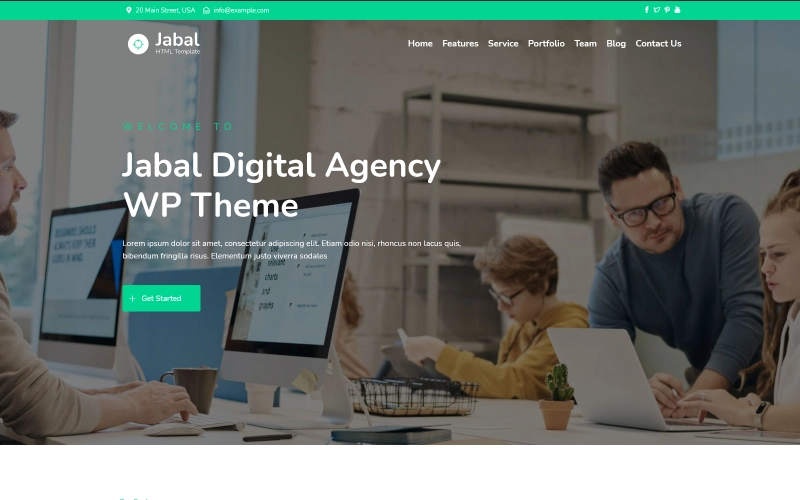 Jabal – Digital Agency One page WordPress Theme