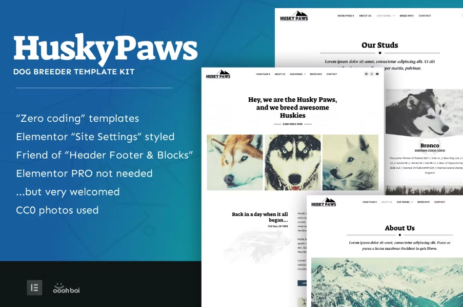 HuskyPaws – Dog Breeder Elementor Template