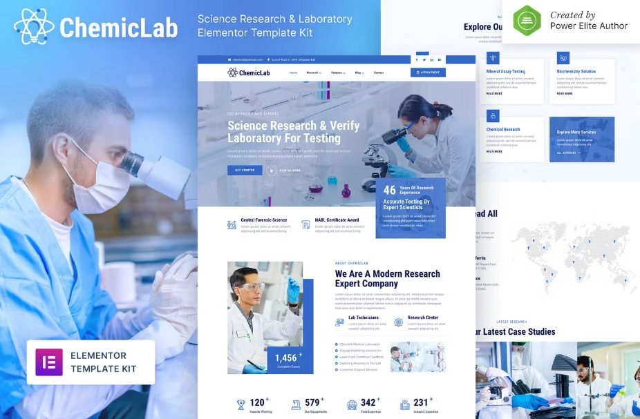 ChemicLab – Science Research & Laboratory Elementor Template
