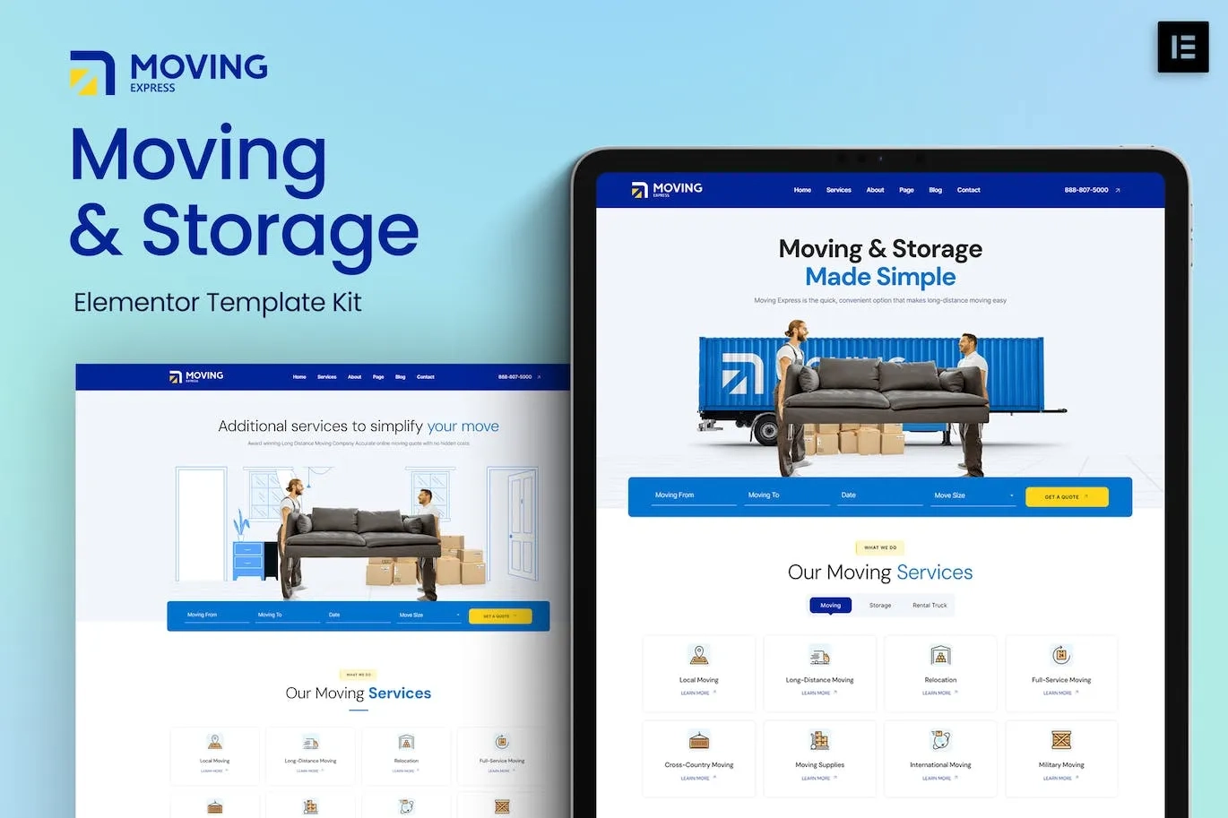 MovingExpress – Moving & Storage Company Elementor Template