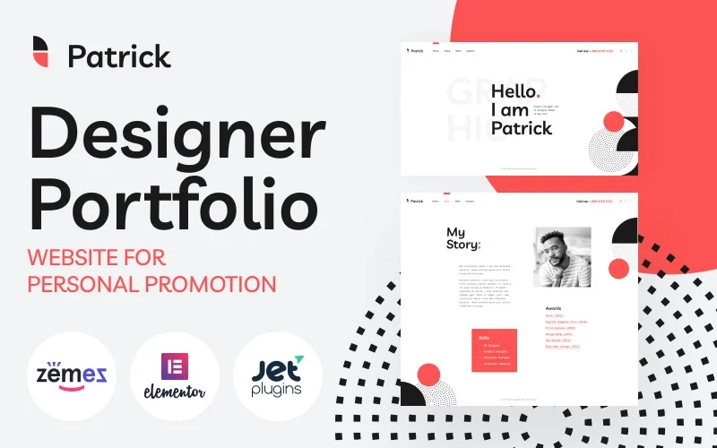 Patrick – Designer Portfolio Website for Personal Promotion WordPress Theme