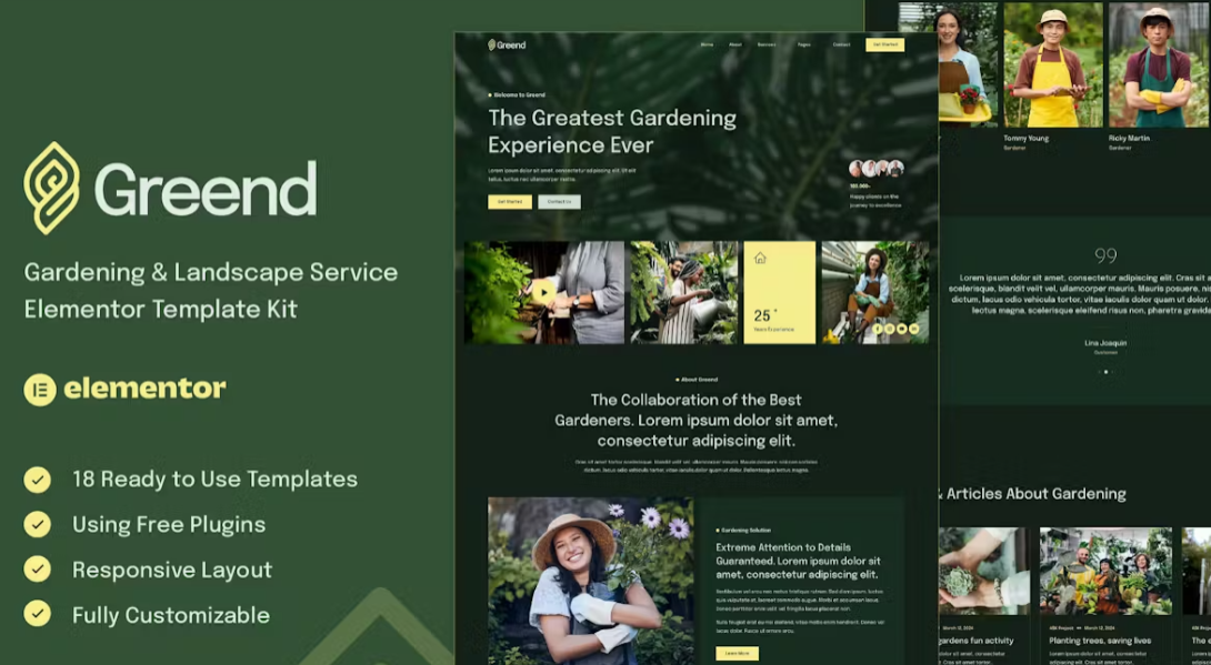 Greend – Gardening & Landscape Service Elementor Template