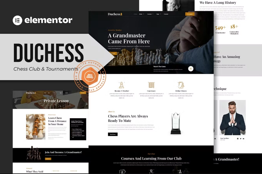 Duchess – Chess Club & Tournament Elementor Template