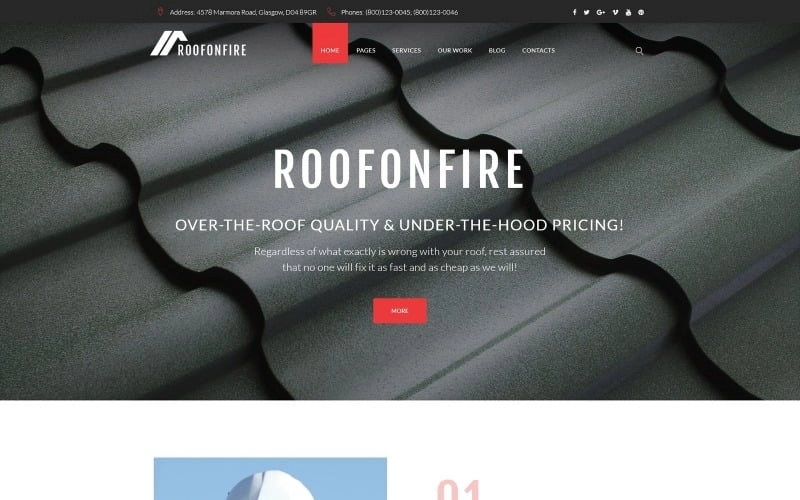 RoofOnFire – Roofing Company Responsive WordPress Theme