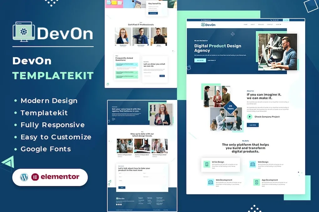 DevOn | Digital Product Design Agency Elementor Template