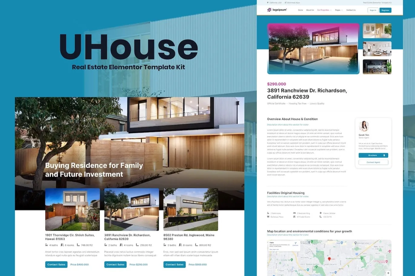 UHouse – Real Estate Elementor Template