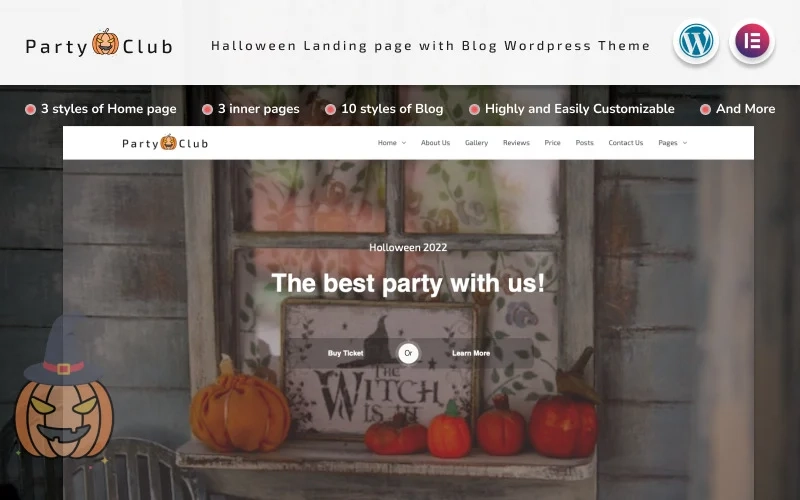 Party Club – Halloween Multifunctions Landing page with Blog Wordpress Theme WordPress Theme