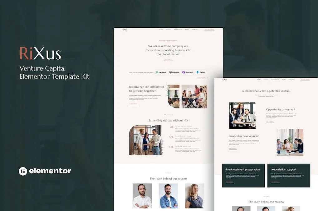 RiXus – Venture Capital Elementor Template