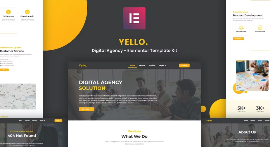 Yello – Digital Agency Elementor Template