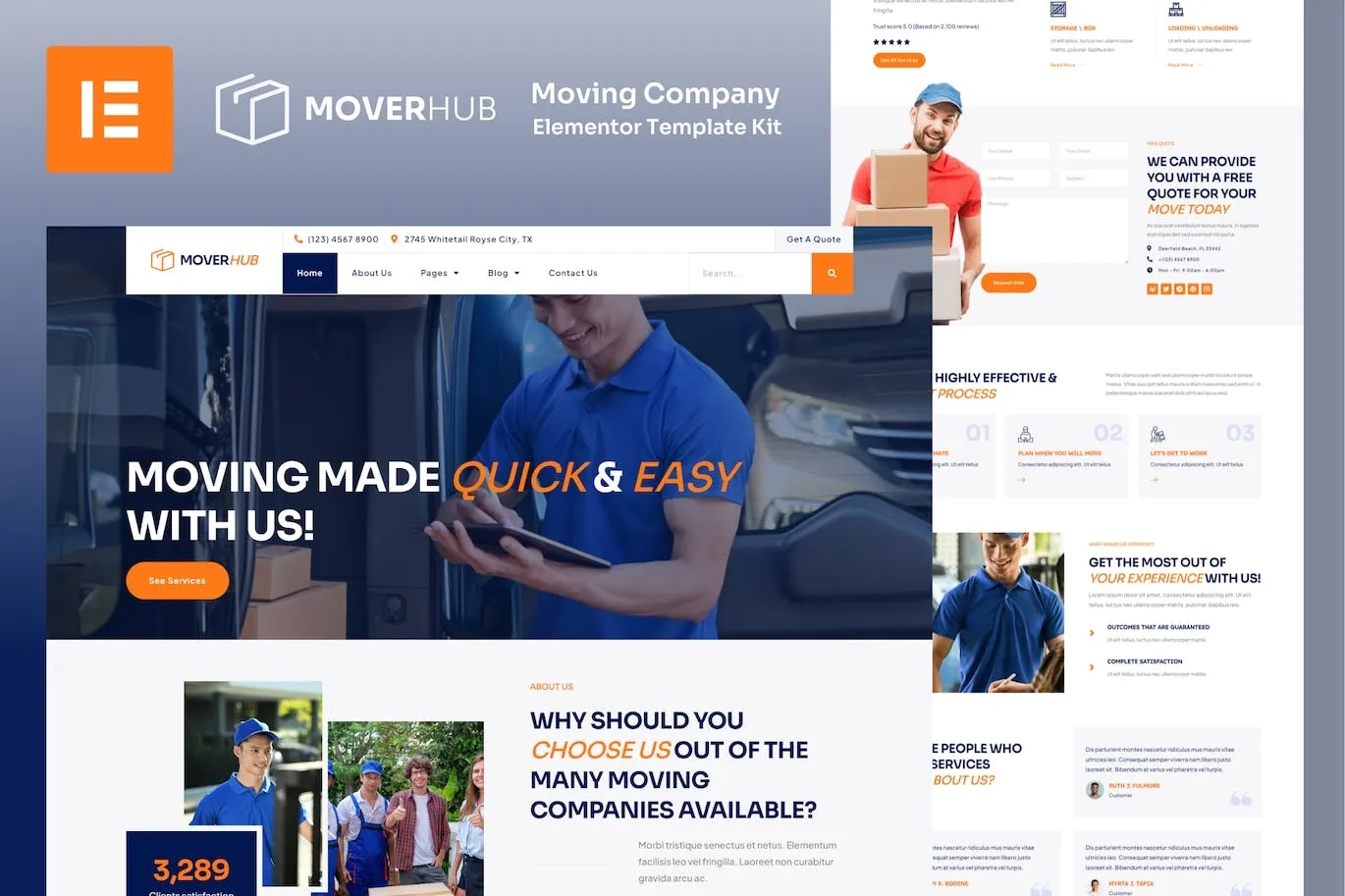 Moverhub – Moving Company Elementor Template