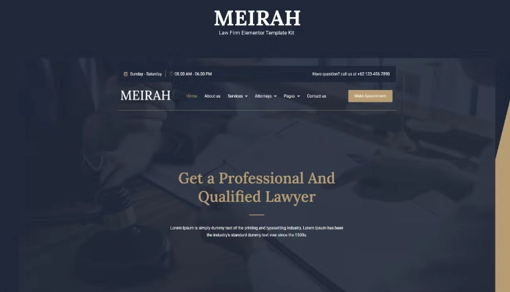 Meirah – Law Firm Elementor Template