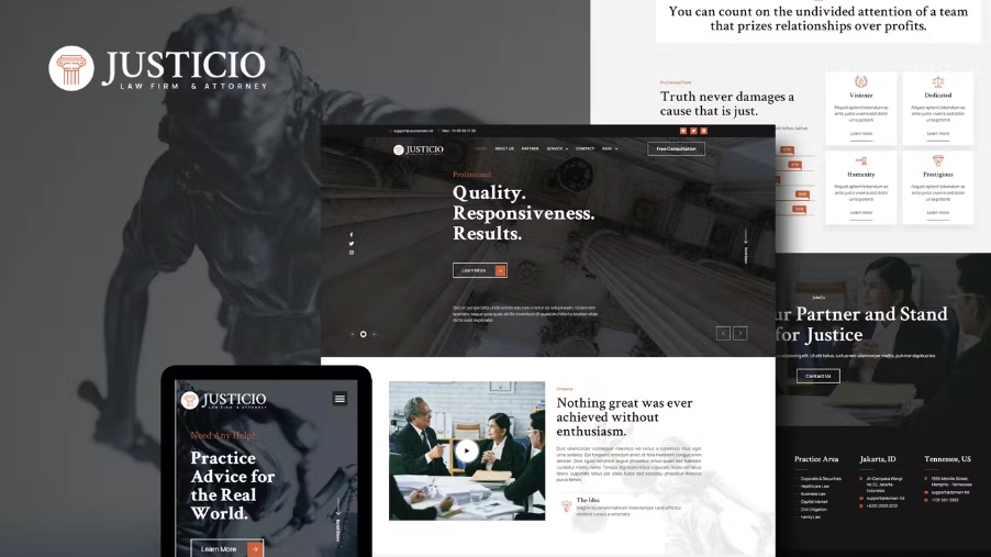 Justicio – Law Firm & Attorney Elementor Template