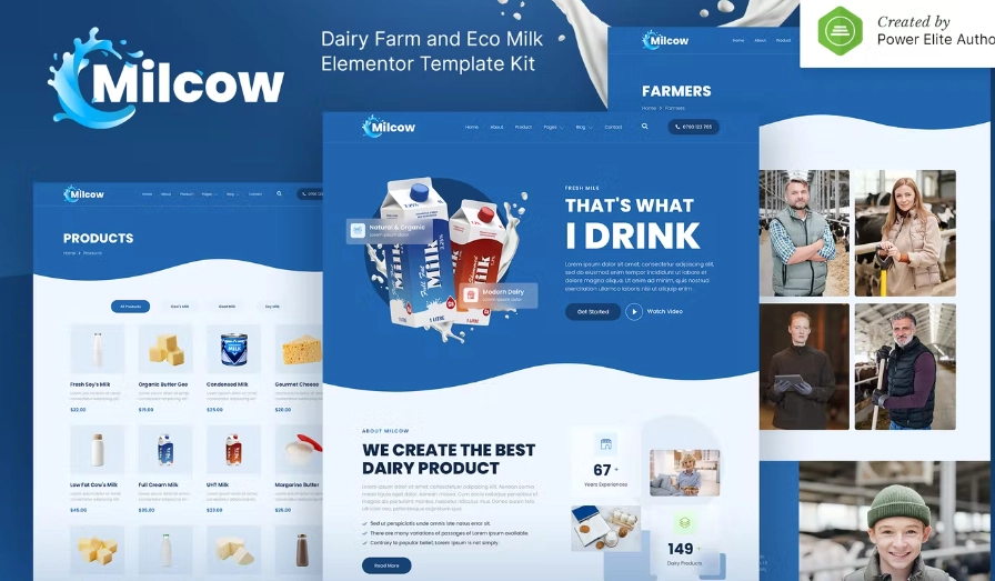 Milcow – Dairy Farm & Eco Milk Elementor Template