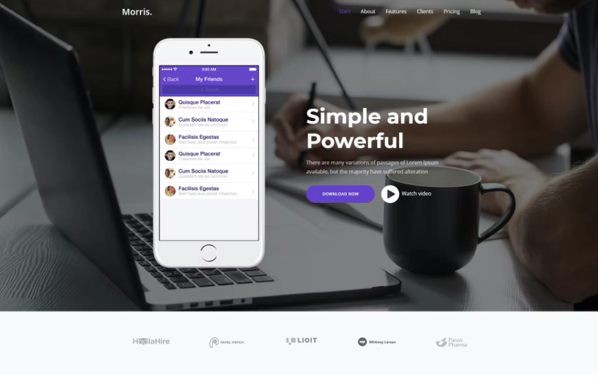 Morris – WordPress App & Product Landing Page