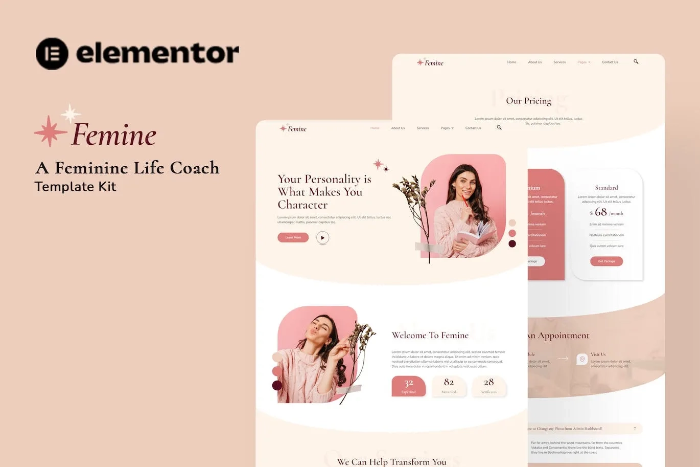 Femine – Feminine Life Coach Elementor Template