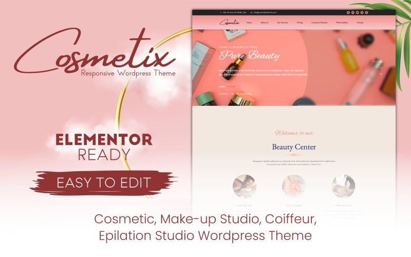Cosmetix – Cosmetics, Make-Up Studio, Women Hairdresser Wordpress Theme WordPress Theme