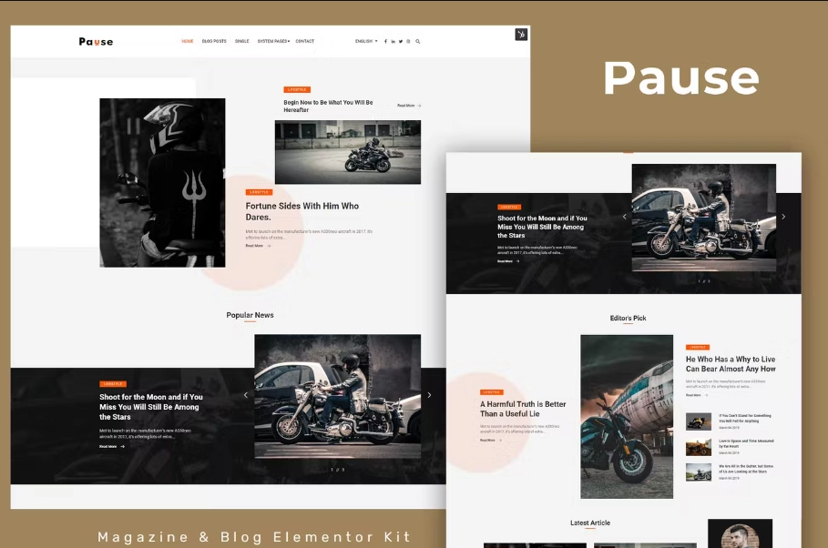 Pause – Blog & Magazine Elementor Template