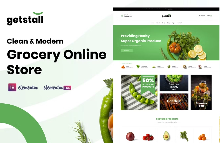 Getstall – Grocery Store Elementor Template