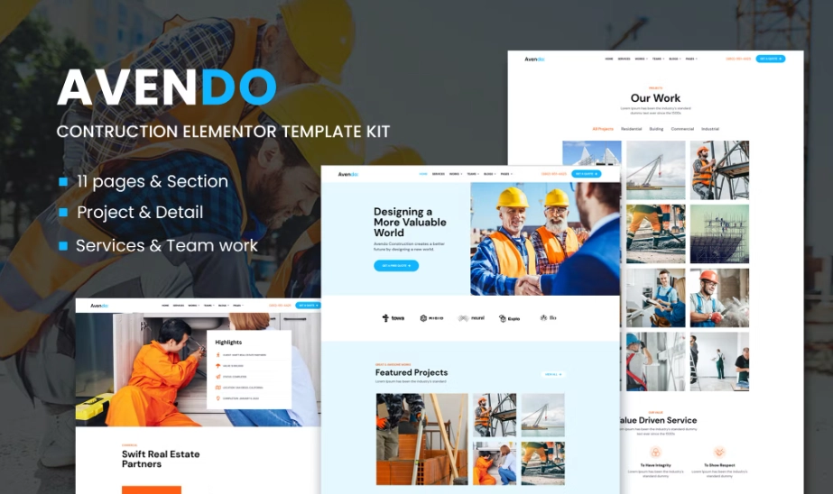 Avendo – Construction Elementor Template