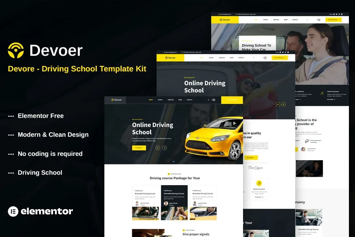 Devore – Driving School Elementor Template