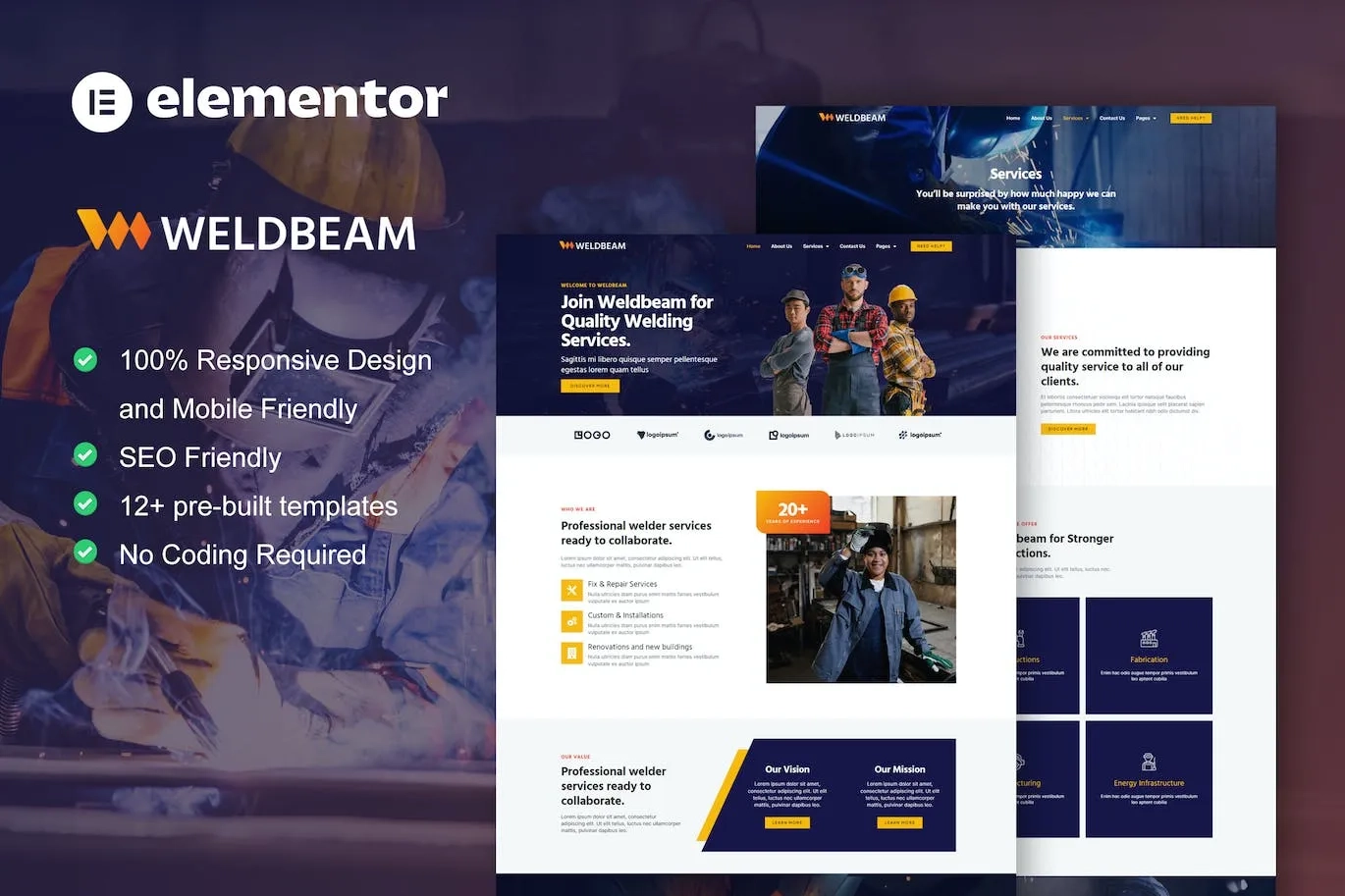 WeldBeam – Welding Services & Industrial Elementor Template