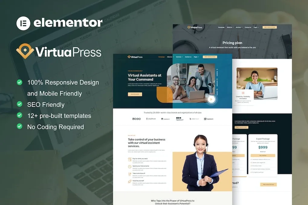 VirtuaPress – Virtual Assistant Service Elementor Template