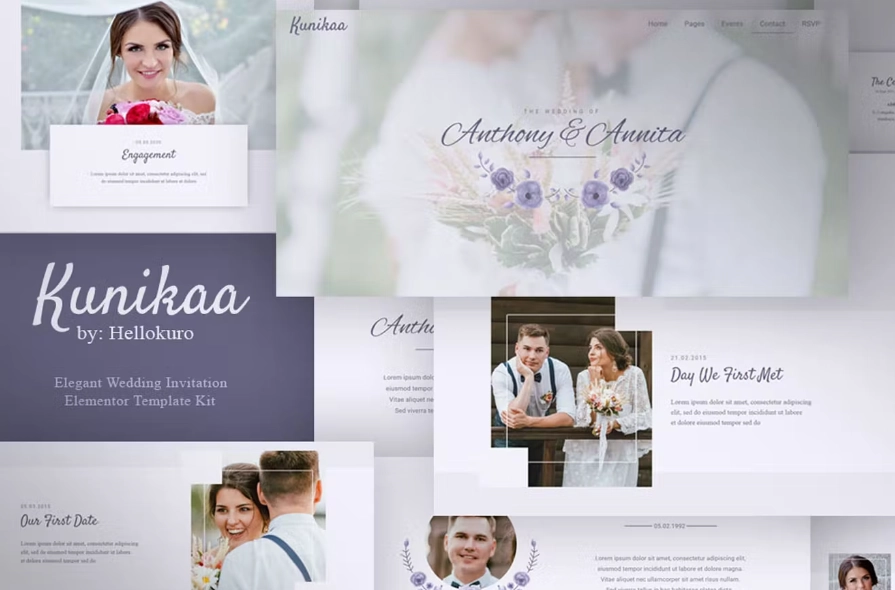 Kunikaa – Wedding Invitation Elementor Template