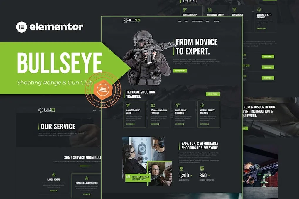 Bullseye – Shooting Range & Gun Club Elementor Template
