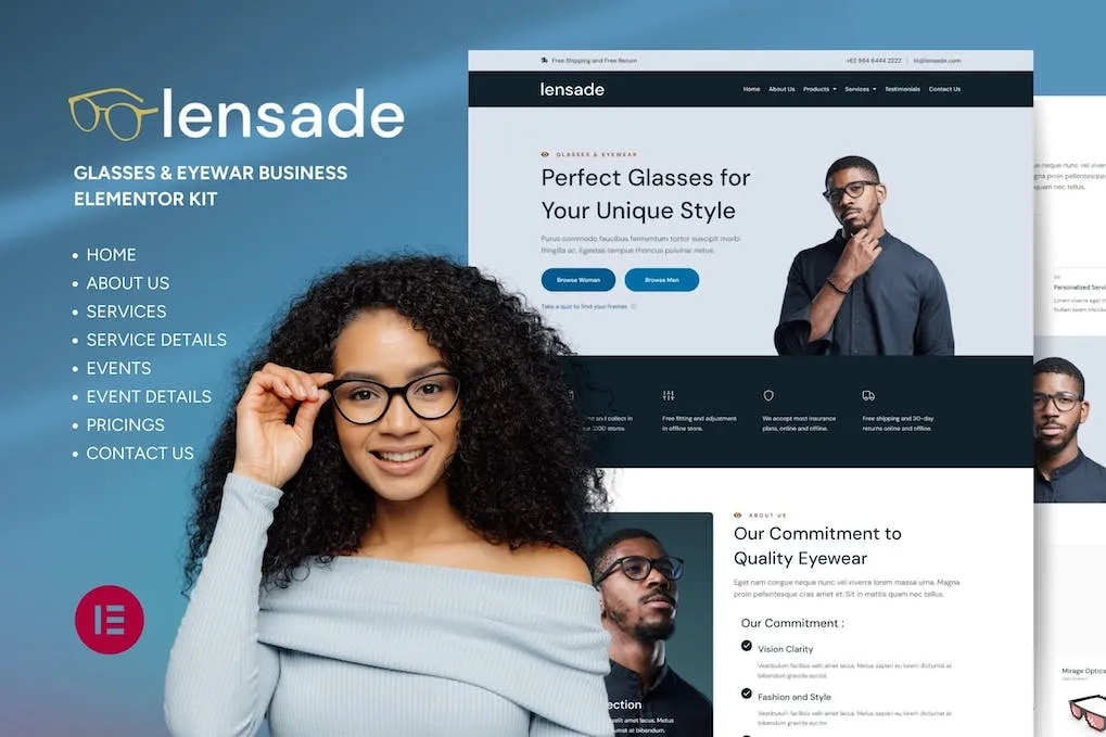 Lensade – Glasses & Eyewear Elementor Template