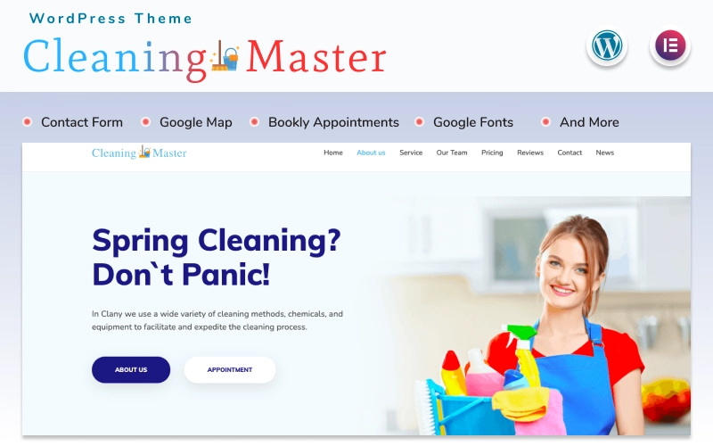 Cleaning Master – Landing page with Blog WordPress Theme