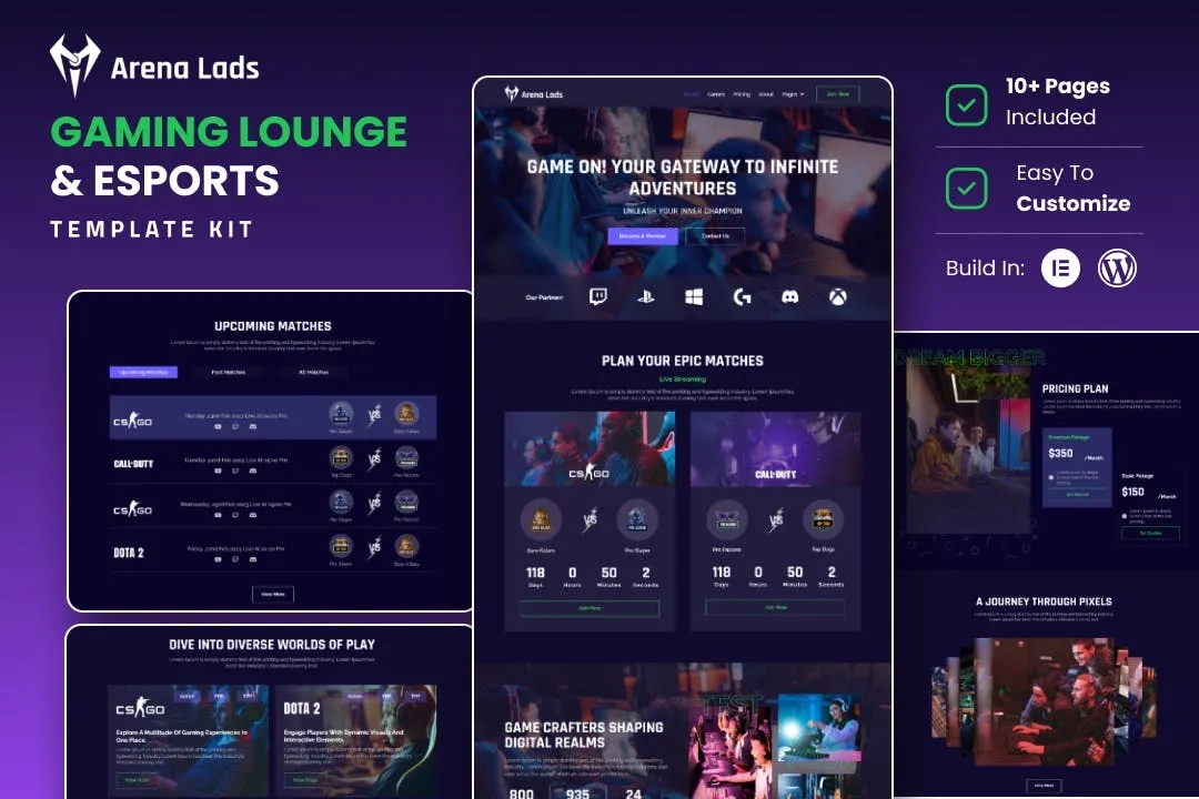 Arena Lads – Esports & Gaming Elementor Template