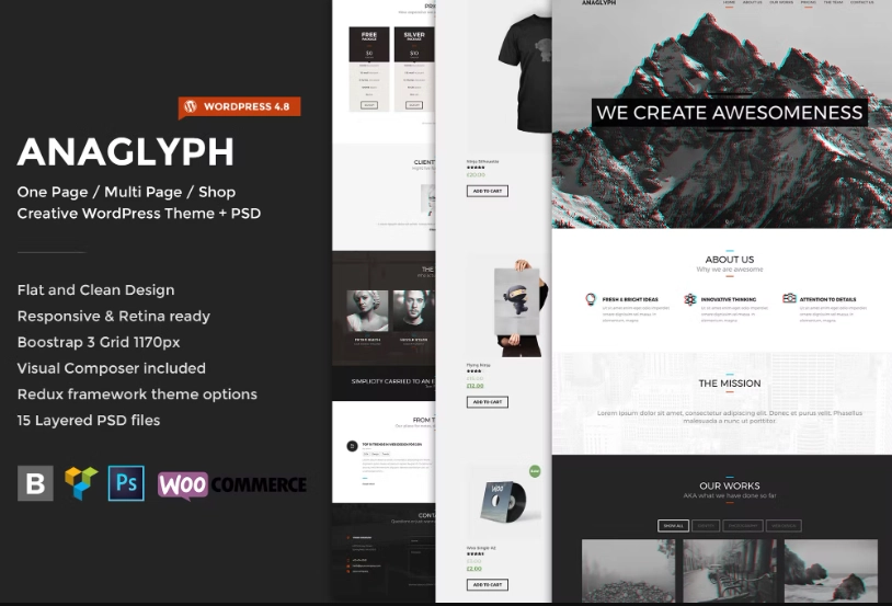 Anaglyph – One page / Multipage WordPress Theme