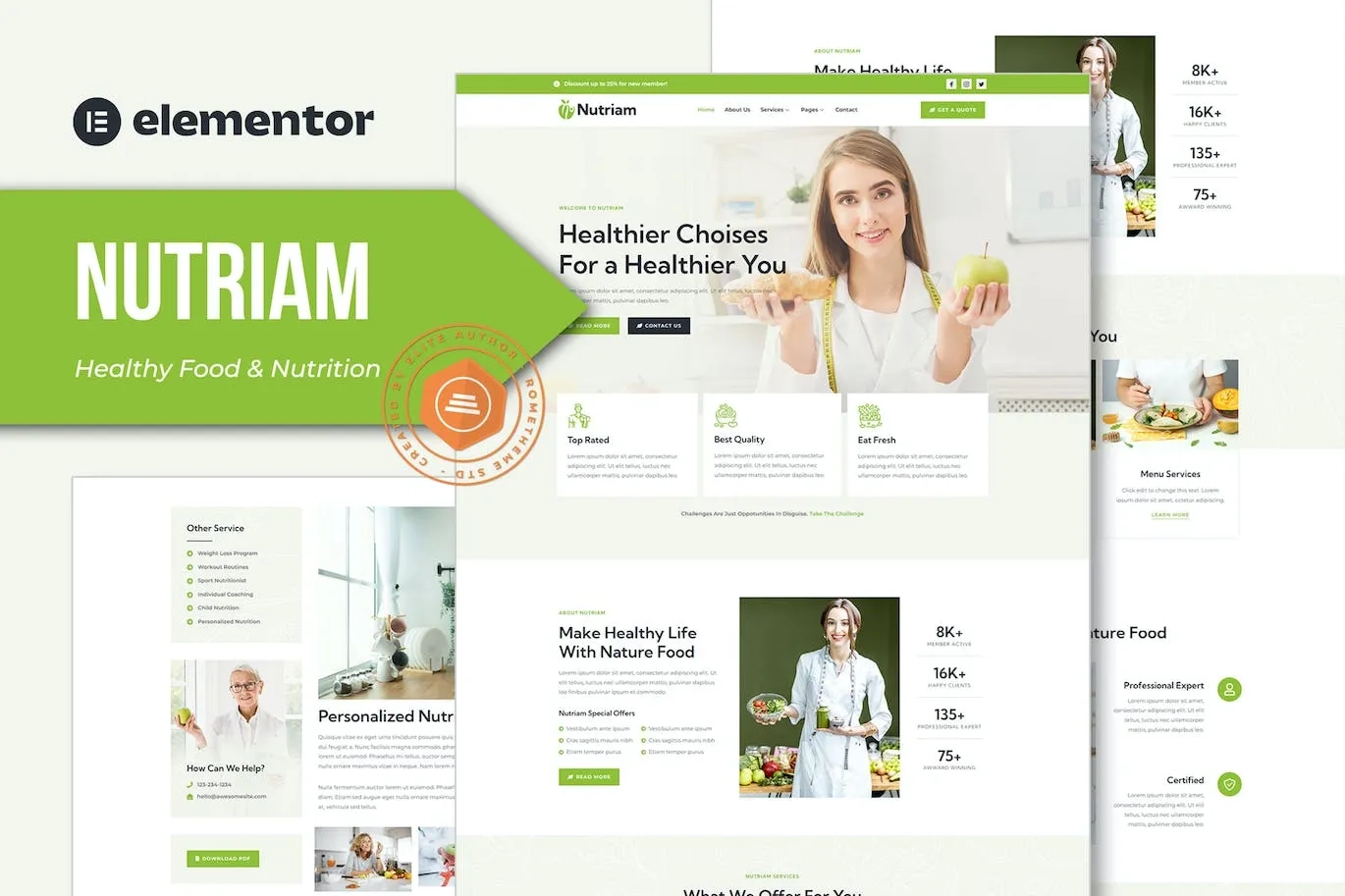 Nutriam – Healthy Food & Nutrition Service Elementor Template