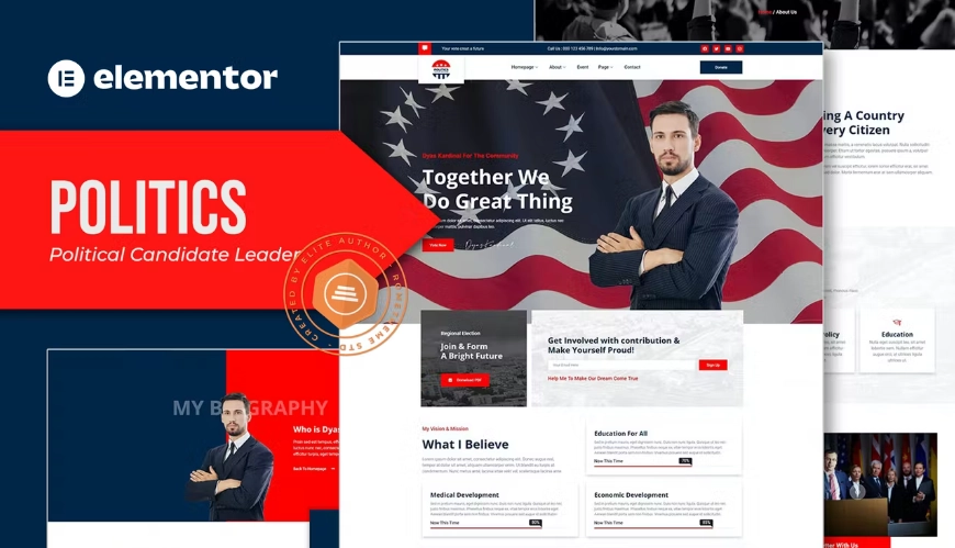 Politics – Political Candidate Leader Elementor Template