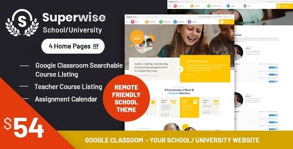 Superwise – Modern Education and Google Classroom WordPress Theme