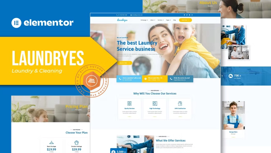 Laundryes – Laundry & Cleaning Elementor Template