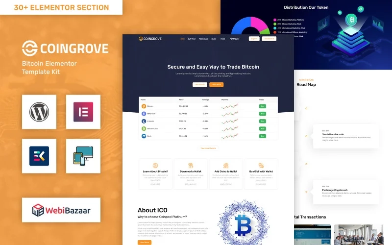 Coingrove – Bitcoin & Cryptocurrency Elementor WordPress Theme