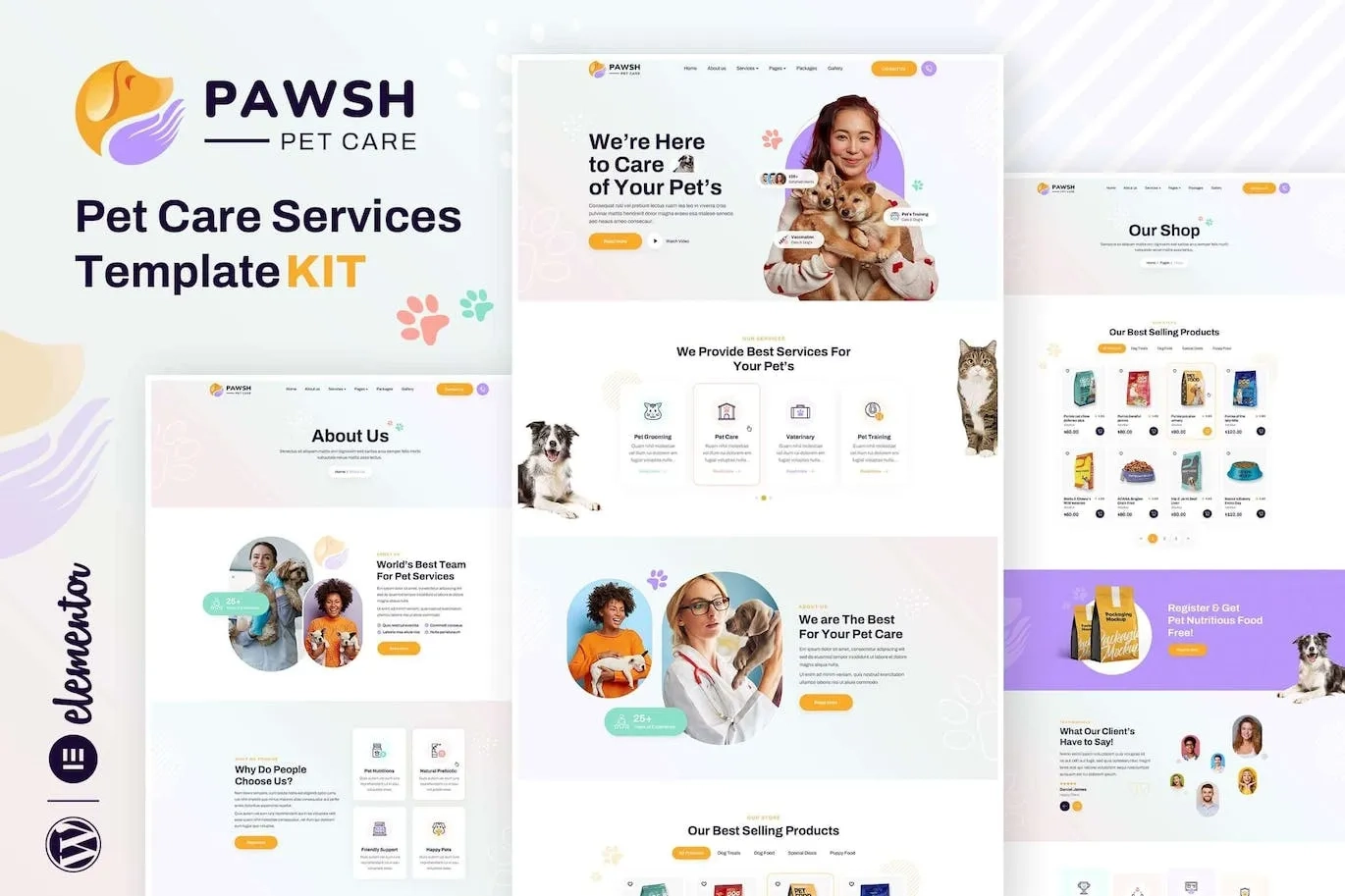Pawsh – Pet Care & Shop Elementor Template