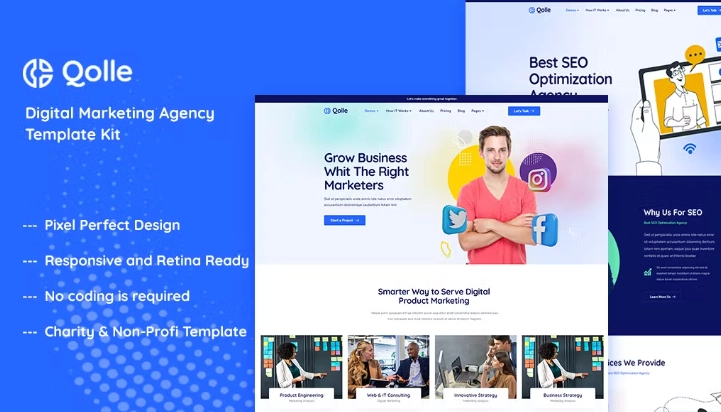 Qolle – Digital Marketing Agency Elementor Template