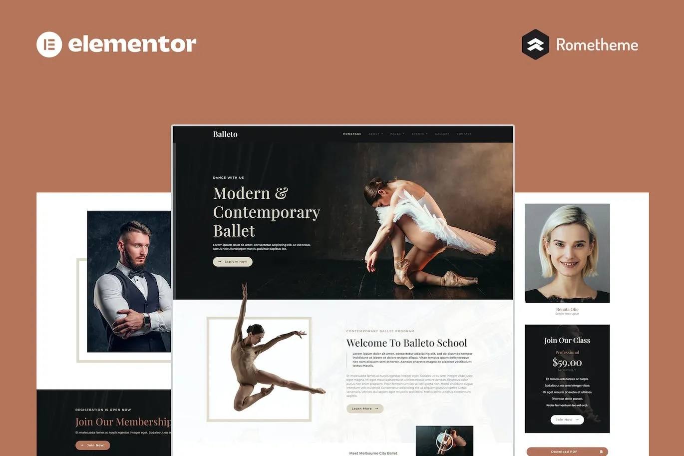 Balleto – Ballet School Elementor Pro Full Site Template