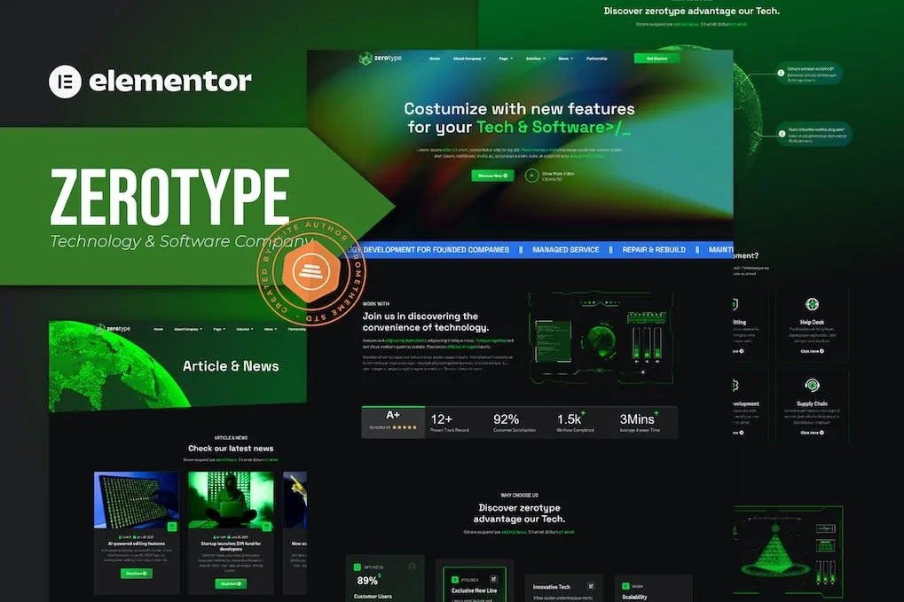 Zerotype – Technology & Software Company Elementor Template