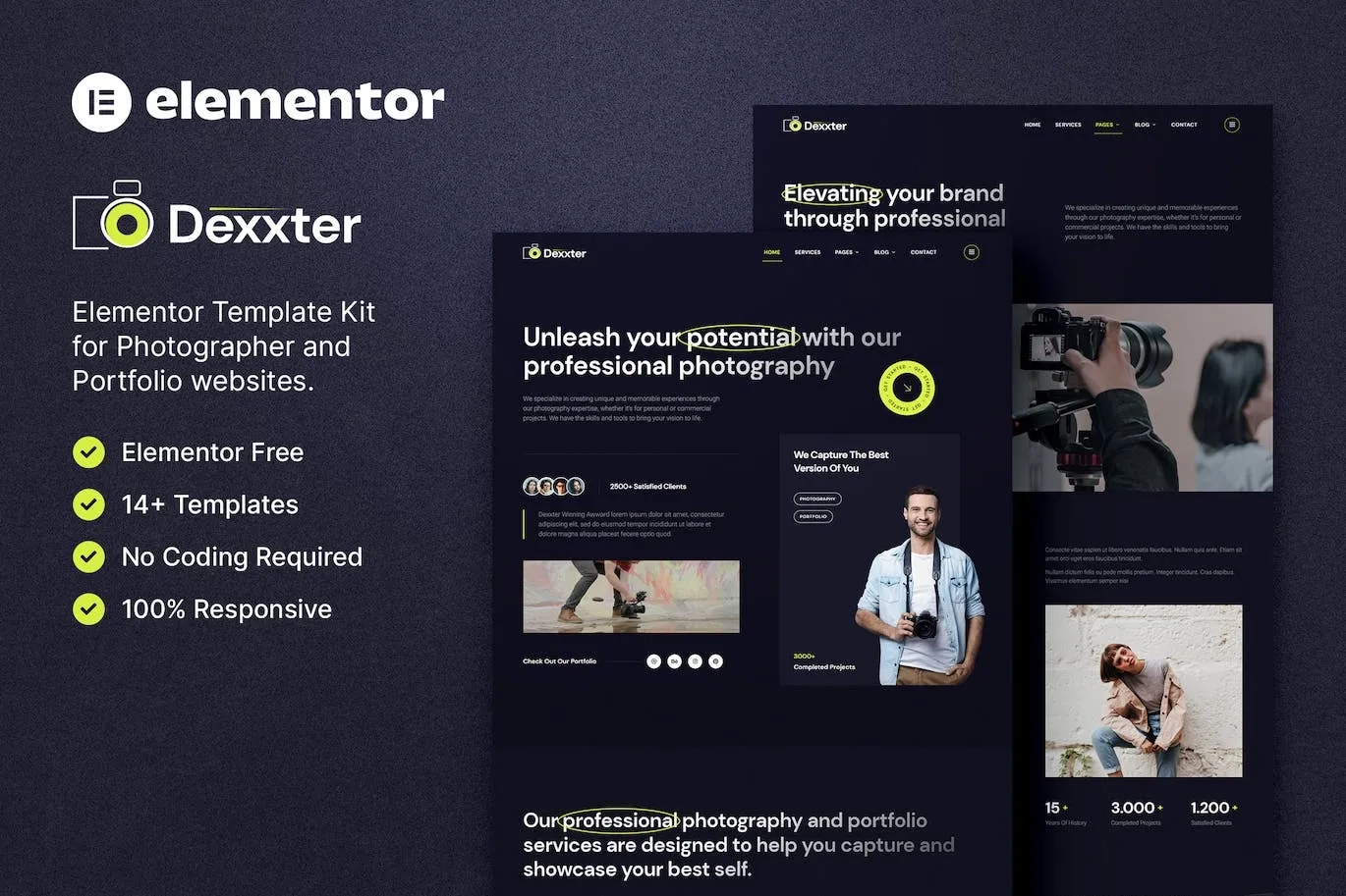 Dexxter – Photography & Portfolio Elementor Template