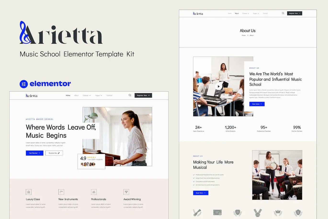 Arietta – Music School Elementor Template