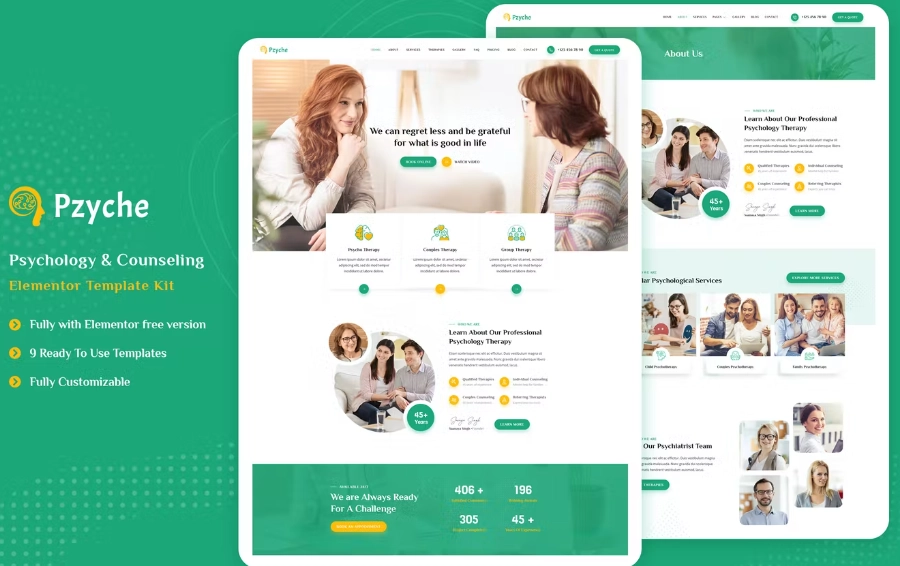 Pzyche – Psychology & Counseling Elementor Template