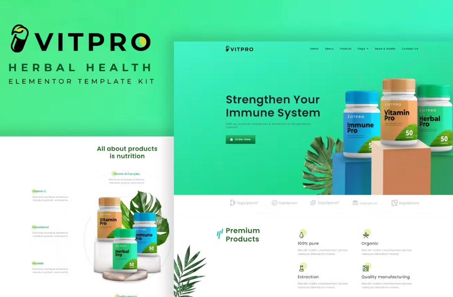 Vitpro – Herbal Health Elementor Template