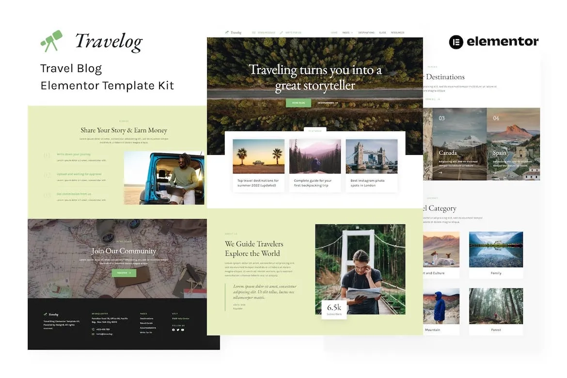 Travelog – Travel Blog Elementor Template